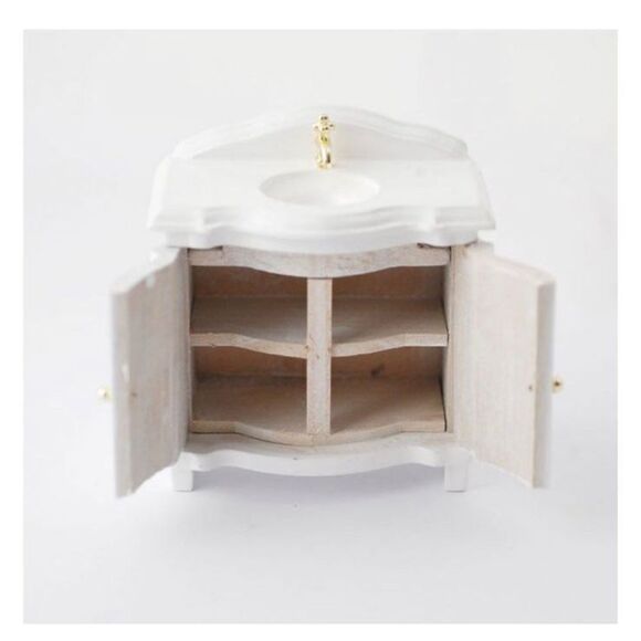 Dollhouse White Bathroom Vanity 1:12 Scale New - Picture 4 of 11